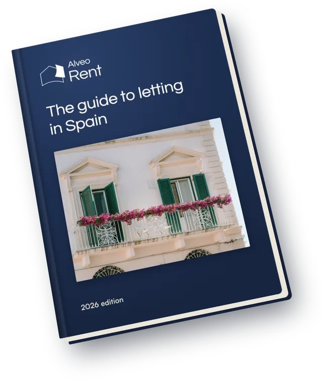 Cover of the Alveo Rent guide to letting in Spain, 2026